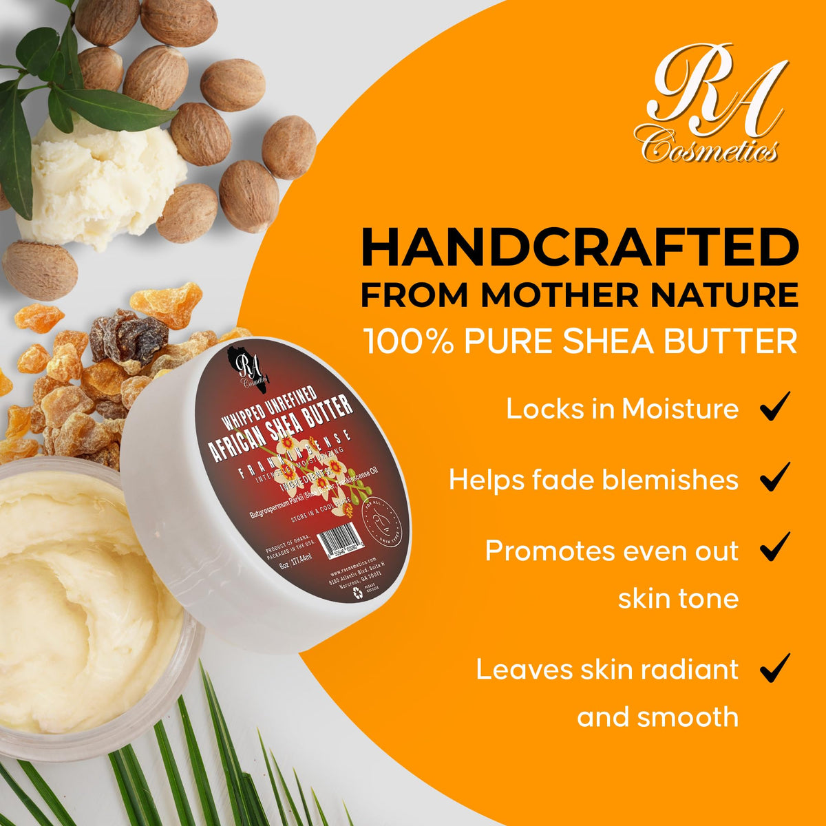 RA COSMETICS close-up whipped texture demonstrates smooth spreadability and softness