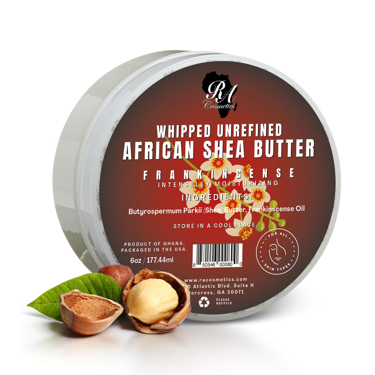 RA COSMETICS front jar showing frankincense label and portable size benefit