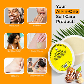 RA COSMETICS applying shea butter to hands and feet to repair rough skin