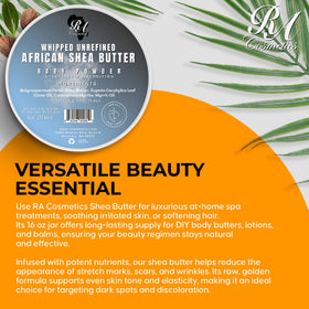 RA Cosmetics label close-up listing natural ingredients and quality sourcing benefit