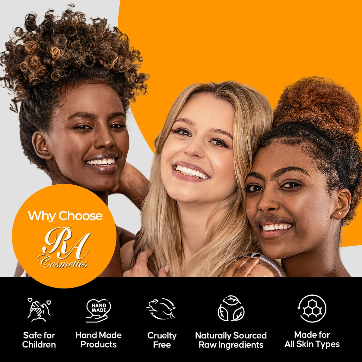 RA Cosmetics on bathroom shelf lifestyle shot suggesting everyday family use benefit