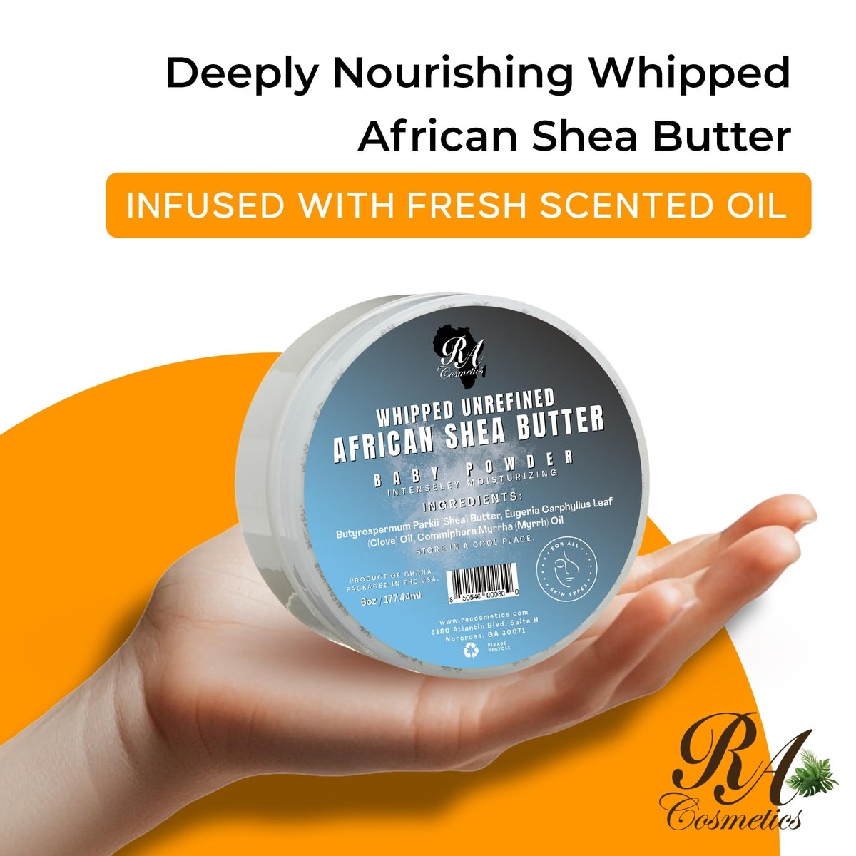 RA Cosmetics open jar whipped texture demonstrating easy spreadability benefit