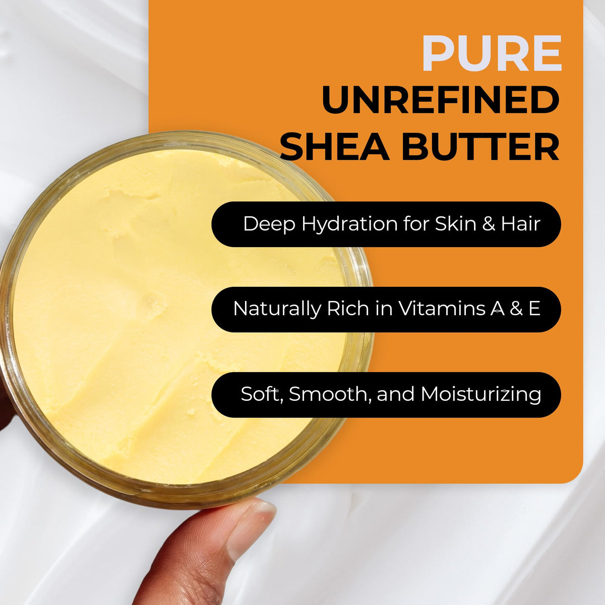 RA COSMETICS close-up of raw shea butter texture demonstrating creamy, unrefined consistency