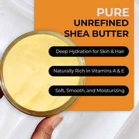 RA COSMETICS close-up of raw shea butter texture demonstrating creamy, unrefined consistency