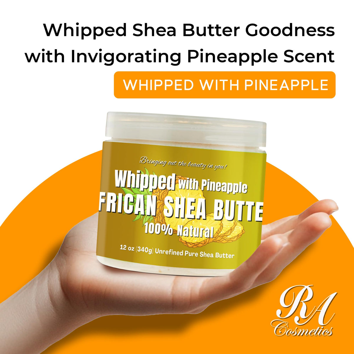 RA COSMETICS close-up texture of whipped shea butter showing creamy spreadability