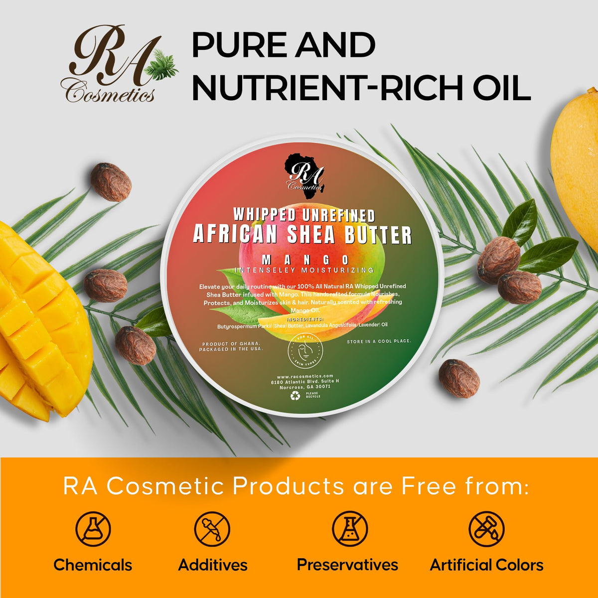 RA COSMETICS 12oz jar beside everyday items showing true size benefit
