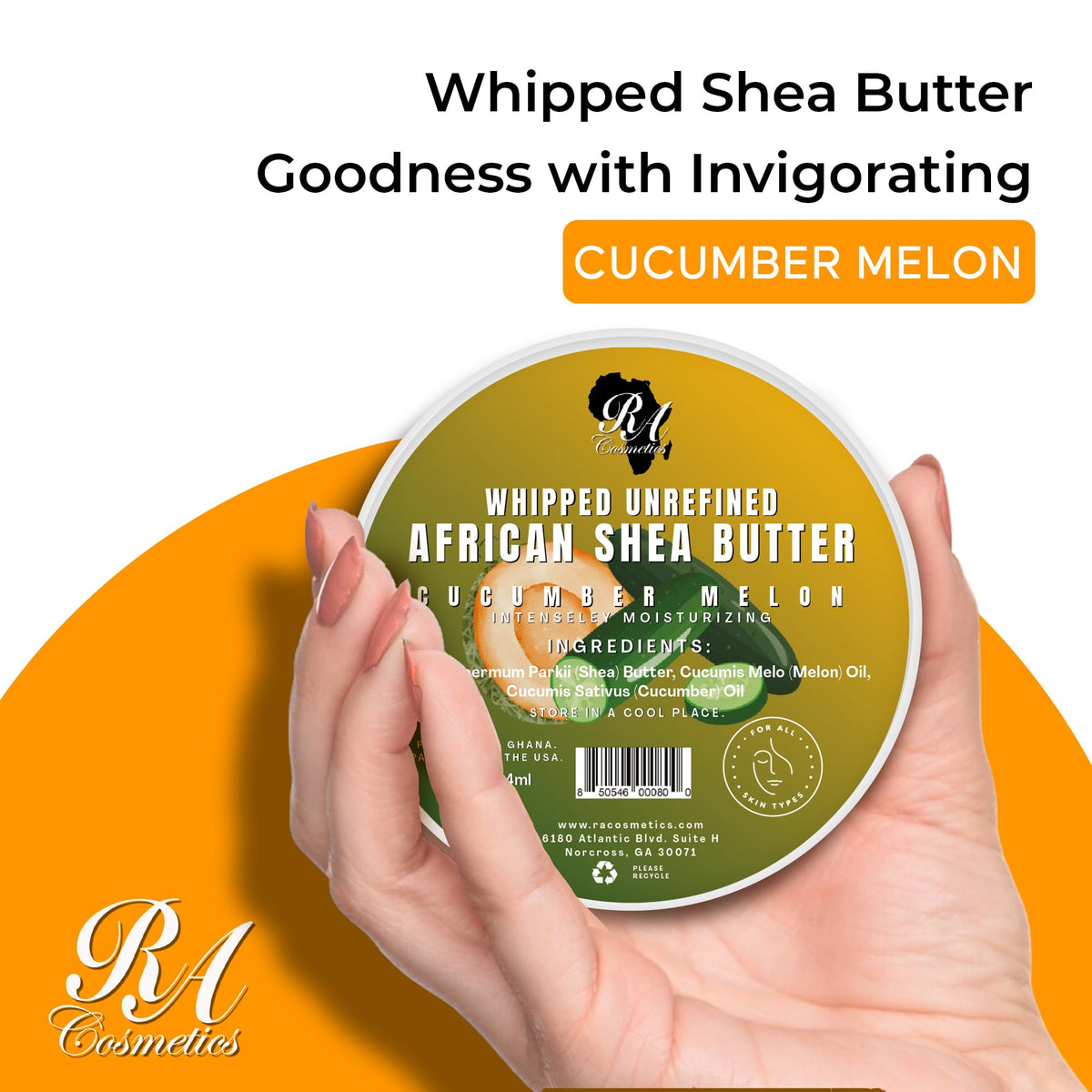 RA COSMETICS whipped texture close-up displaying creamy spreadability and moisturizing feel