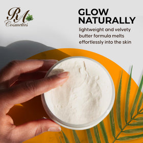 RA COSMETICS label close-up showing unrefined shea and ingredient clarity