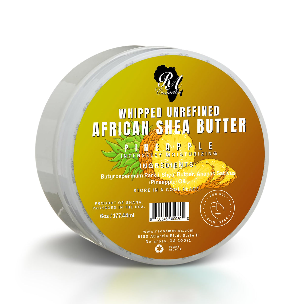 RA COSMETICS jar front view showing clean branding and tropical scent benefit