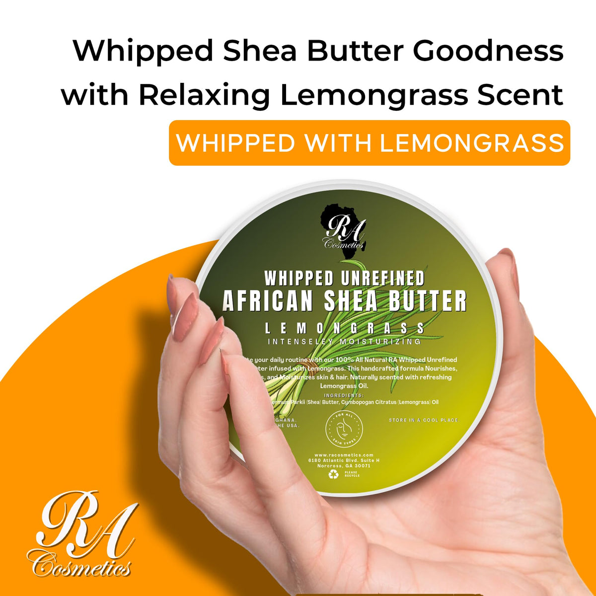 RA COSMETICS whipped shea butter texture close-up showing creamy spreadable consistency benefit easy absorption