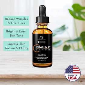 Radha Beauty dropper close-up dispensing vitamin C serum for targeted use