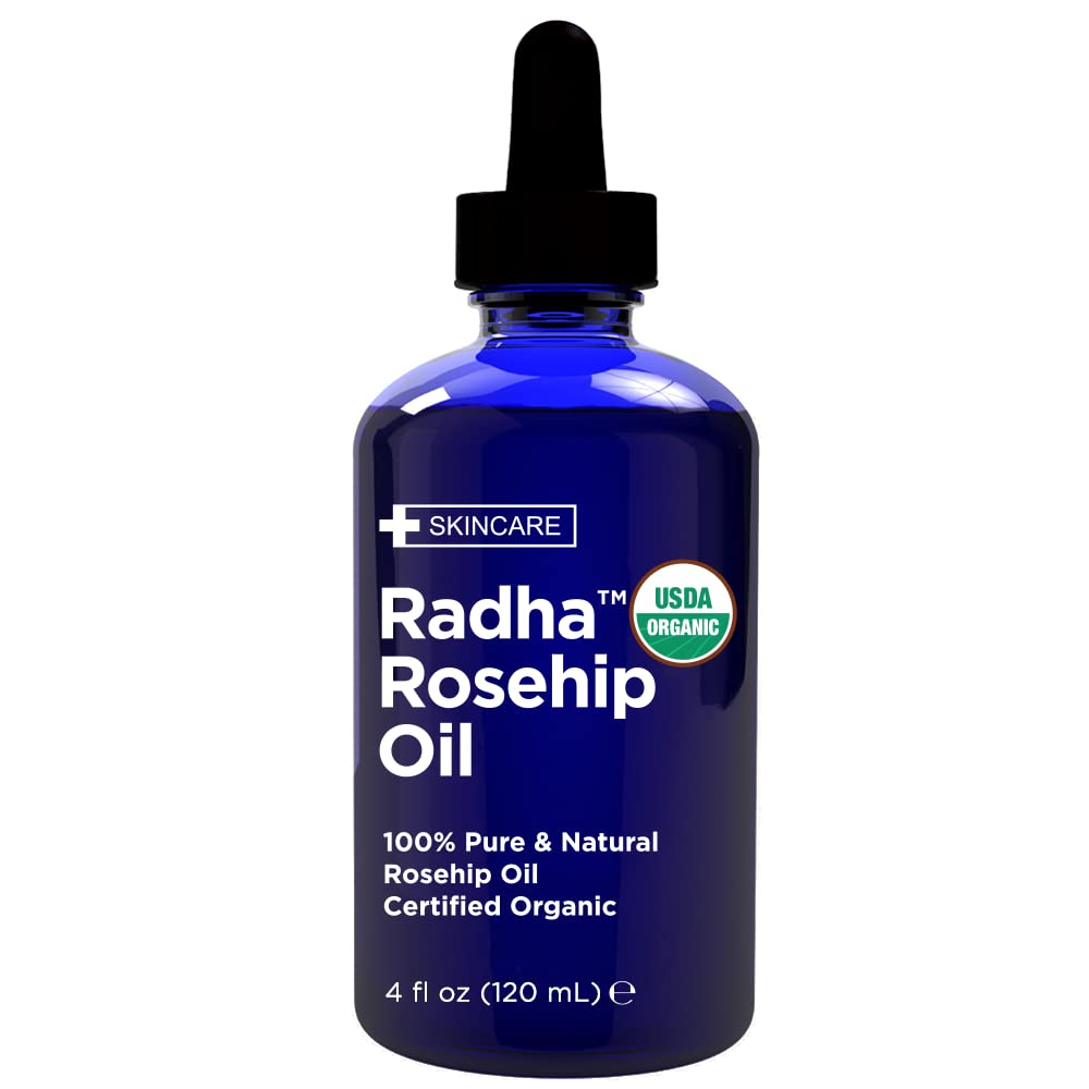 Radha Beauty bottle on bathroom shelf styled with towels to show everyday routine integration