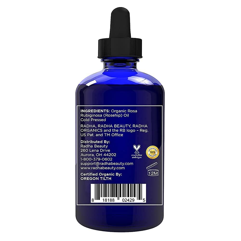 Radha Beauty pouring oil into hand illustrating simple dispense and controlled application benefit