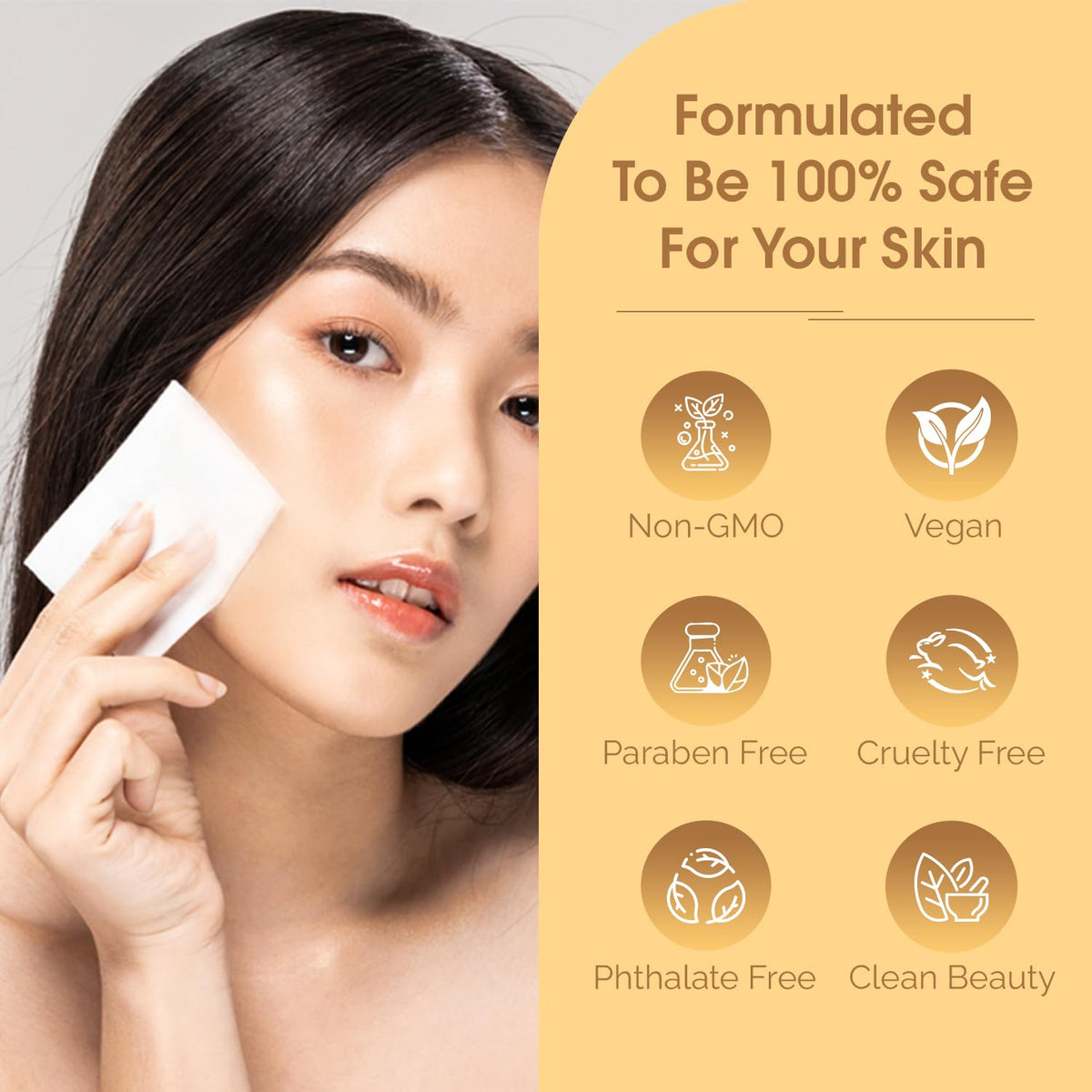 Radiant Aura ingredients label detail showing vitamin C and E benefits