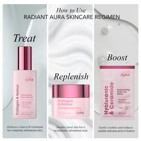 Radiant Aura open jar revealing silky cream texture for immediate smoothing