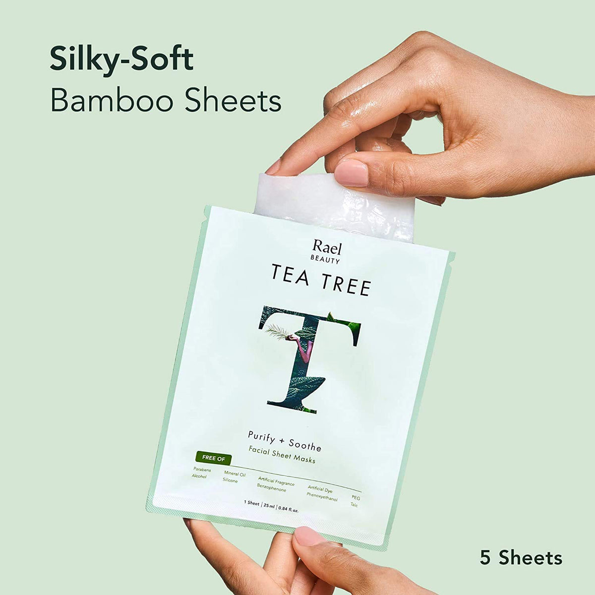 Rael bamboo sheet close-up showing soft texture and serum delivery