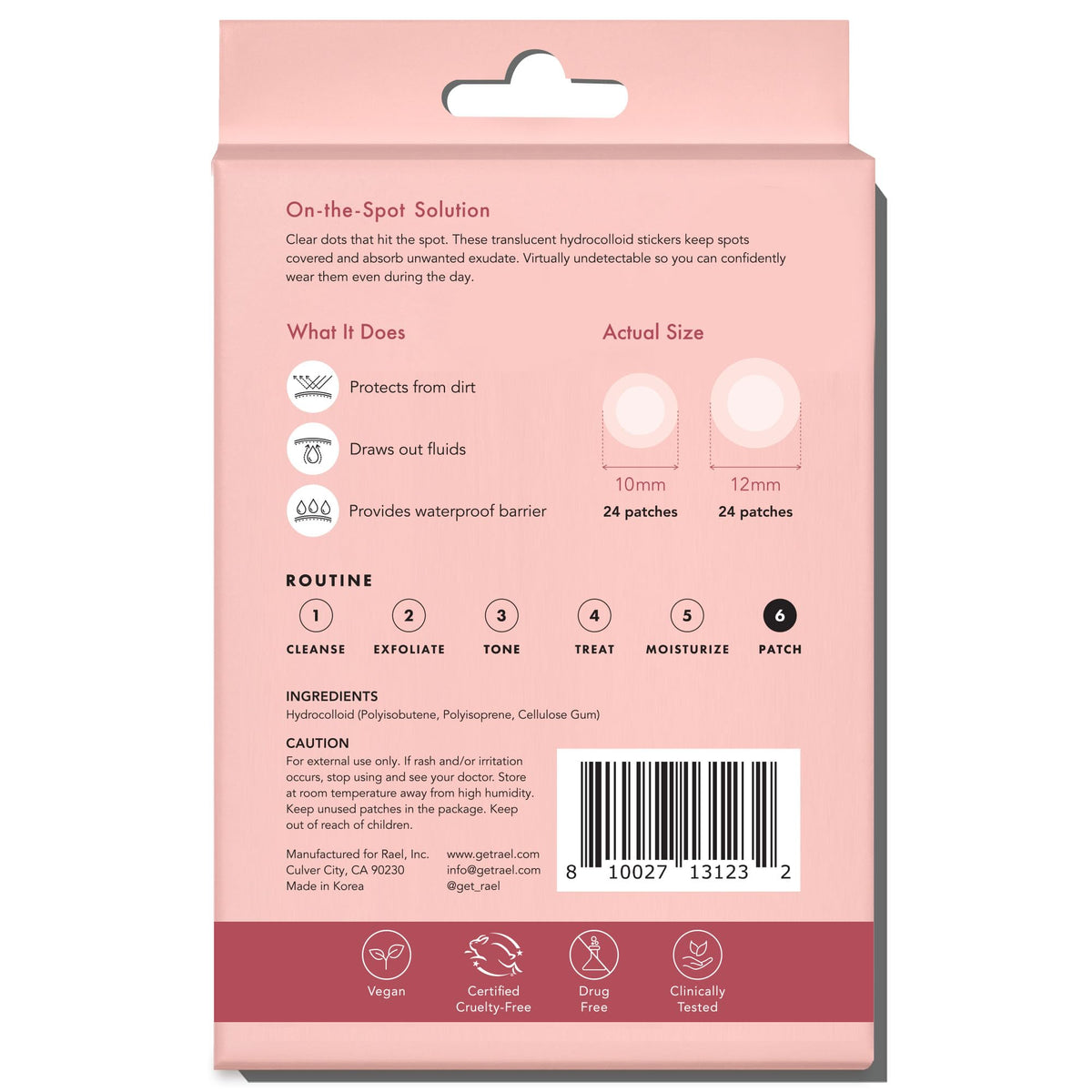 Rael open contents and peel sheet showing organization and easy use
