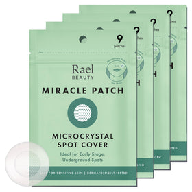 Rael front package showing 36-count microcrystal spot covers and benefits