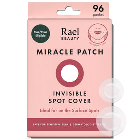 Rael front packaging showing 96 count and two sizes, easy spot care