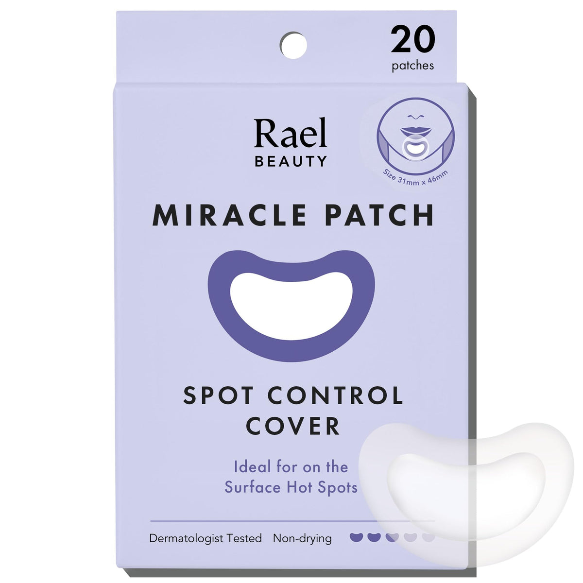 Rael front packaging showing Miracle Spot Control and 20-count benefit