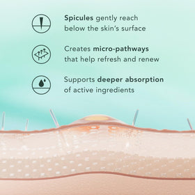 Rael microspicule texture close-up highlighting gentle surface delivery