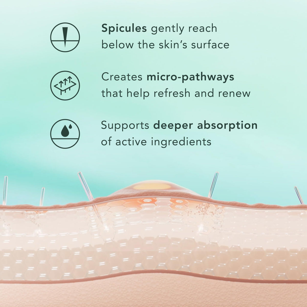 Rael close-up of serum texture on skin, reveals lightweight hydrating finish