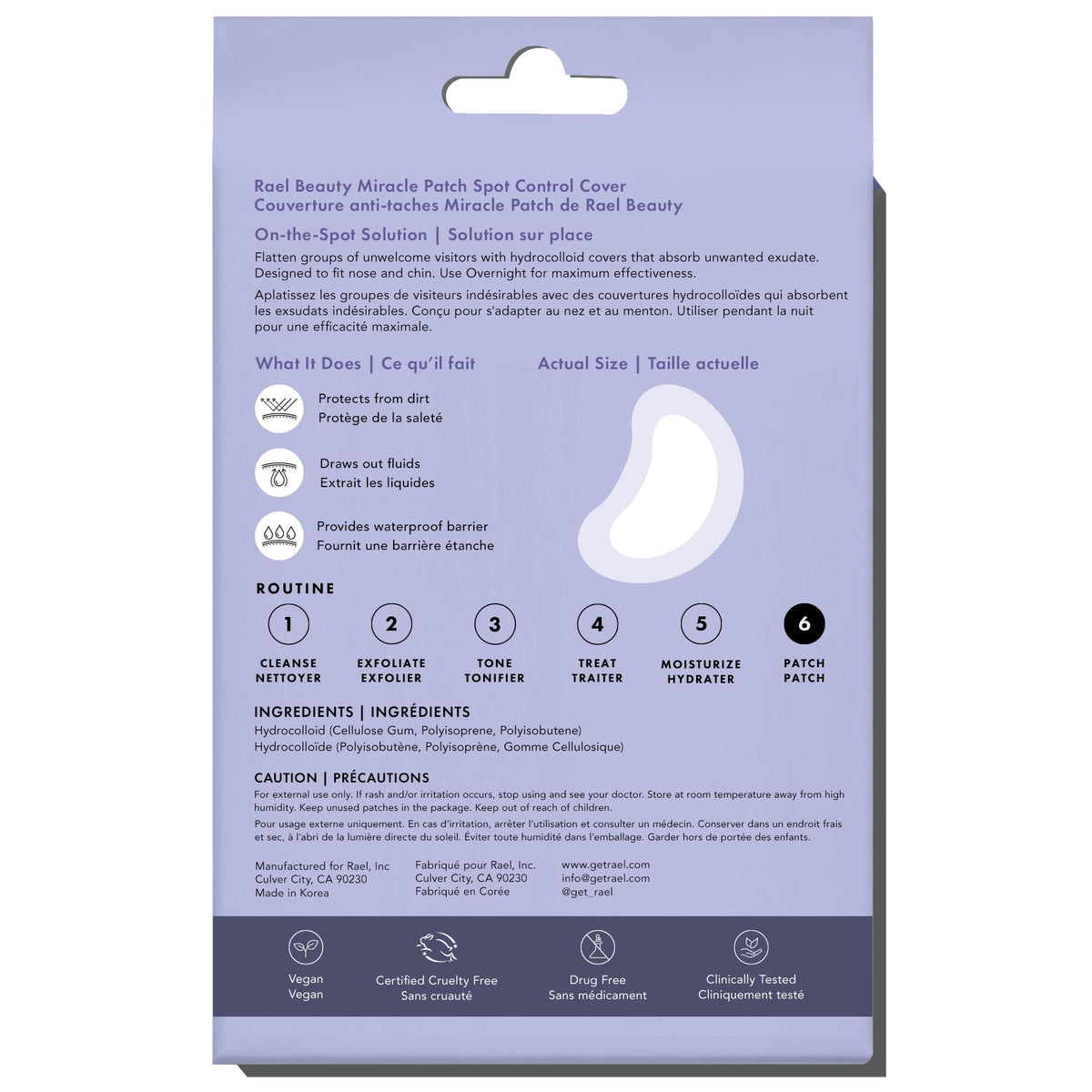 Rael detailed view of tapered adhesive edge for long-lasting stay