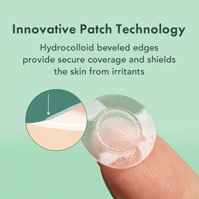 Rael patch applied to cheek demonstrating coverage and discreet wear benefit