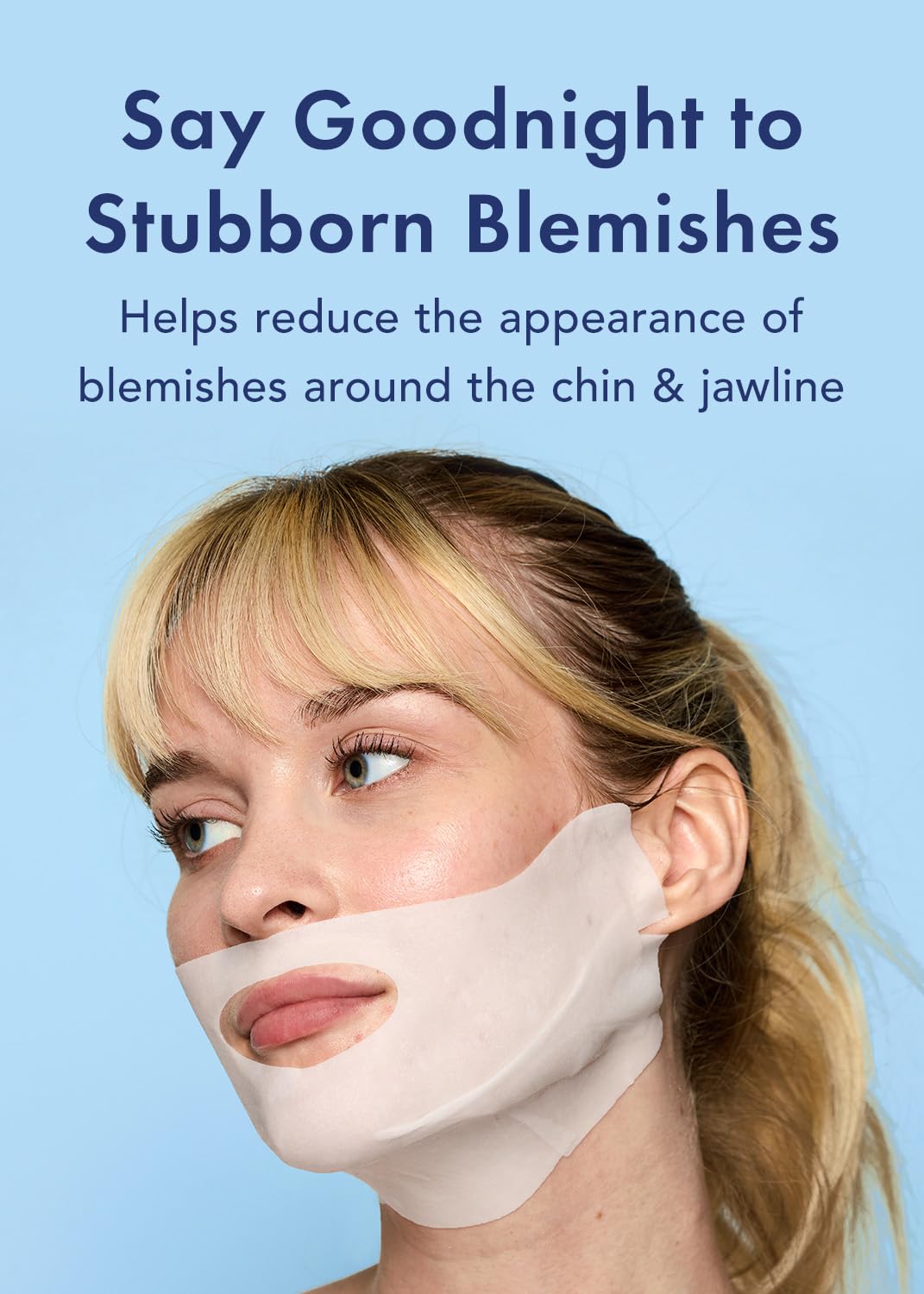 Rael close-up of chin mask texture highlighting gentle delivery