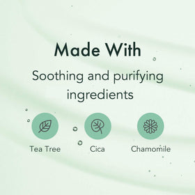 Rael tea tree leaves ingredient shot highlighting purifying benefit
