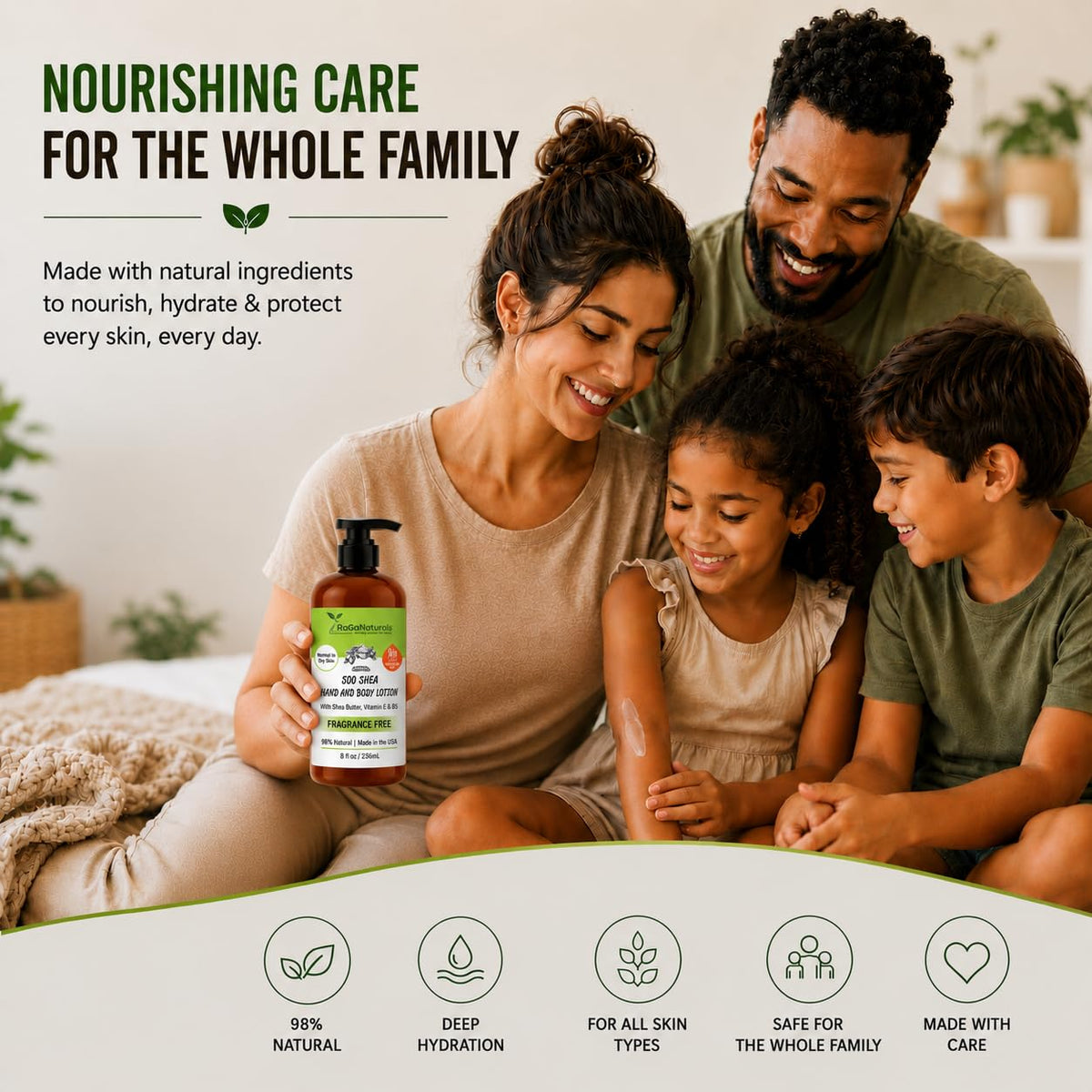 RaGaNaturals bottle label close-up highlighting fragrance-free and clean claims