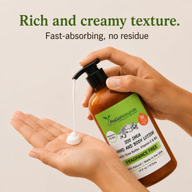 RaGaNaturals creamy lotion texture close-up showing quick absorption