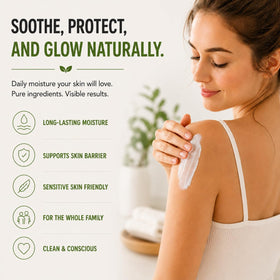 RaGaNaturals lotion texture close-up showing creamy, fast-absorbing finish