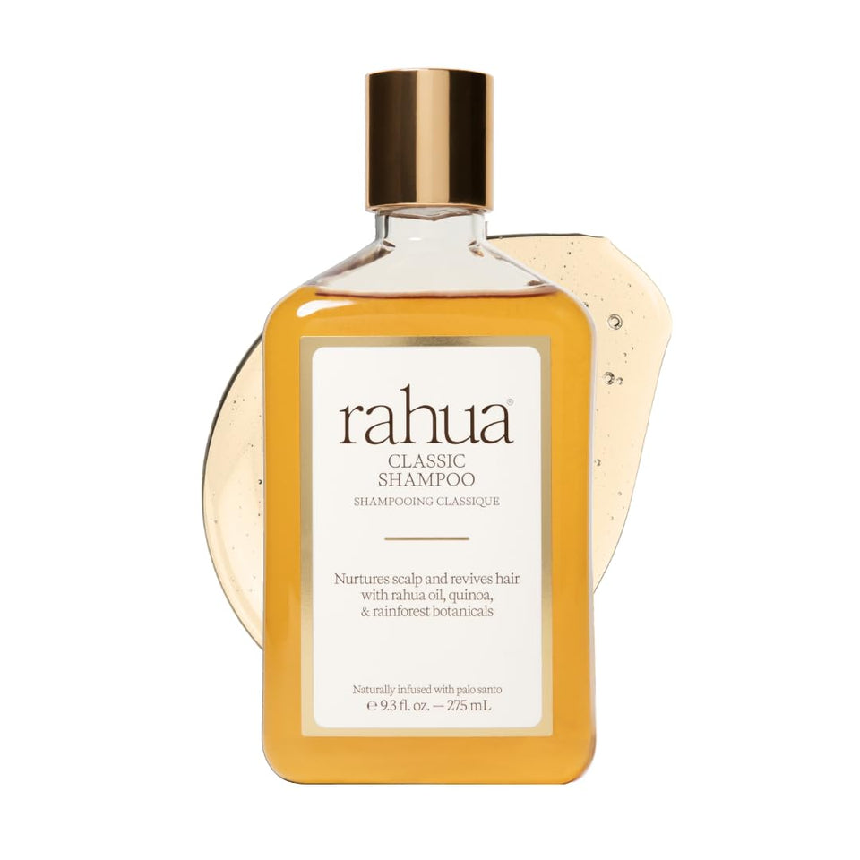 Rahua front bottle view showing clean organic packaging and gentle cleansing benefit