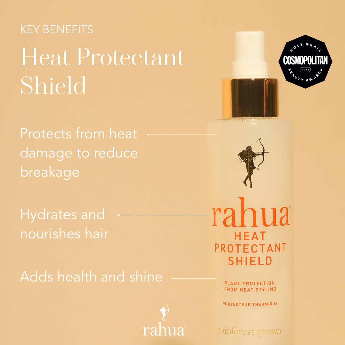 Rahua close-up of fine mist nozzle demonstrating even coverage and lightweight protection benefit