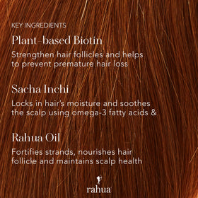 Rahua conditioner on hand being applied to strands for detangling benefit