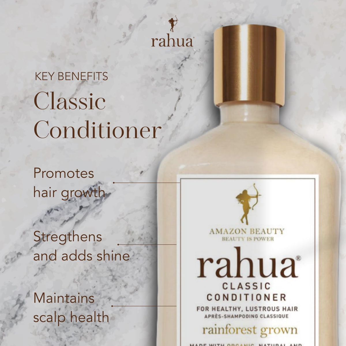 Rahua conditioner pump close-up highlighting easy dispensing and precise use benefit