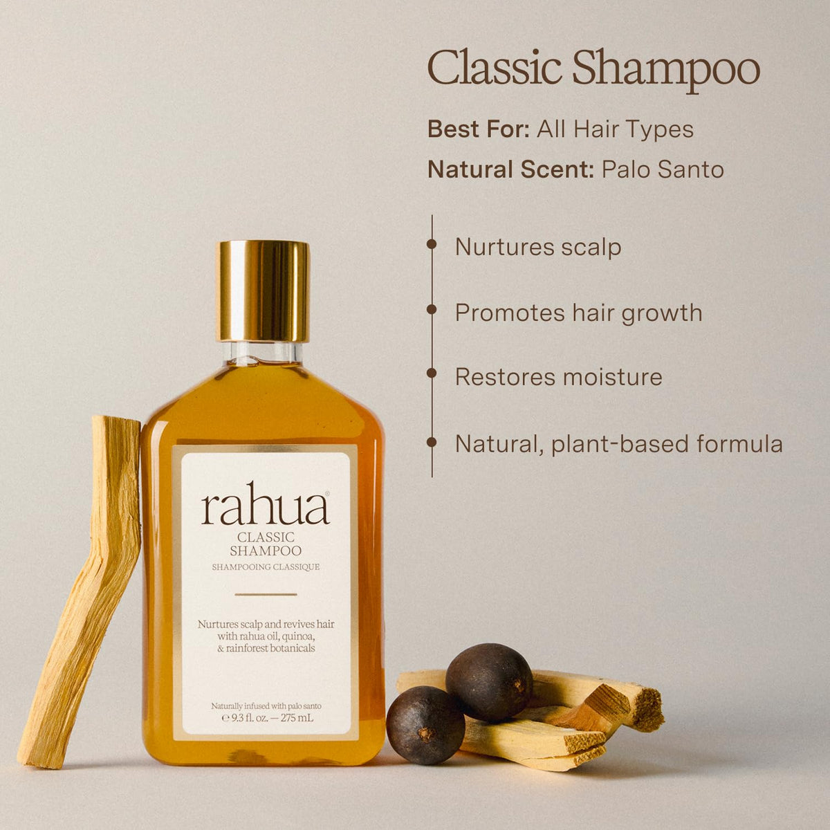 Rahua creamy lather texture on hand illustrating gentle foam and effective cleansing