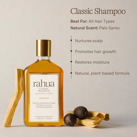 Rahua creamy lather texture on hand illustrating gentle foam and effective cleansing