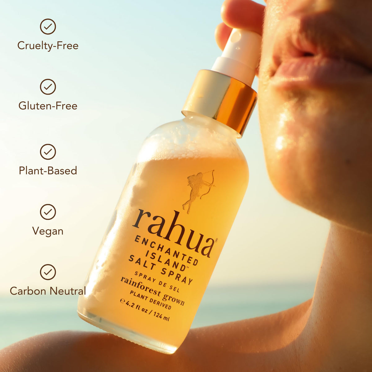 Before-and-after hair using Rahua showing increased texture and soft beachy waves
