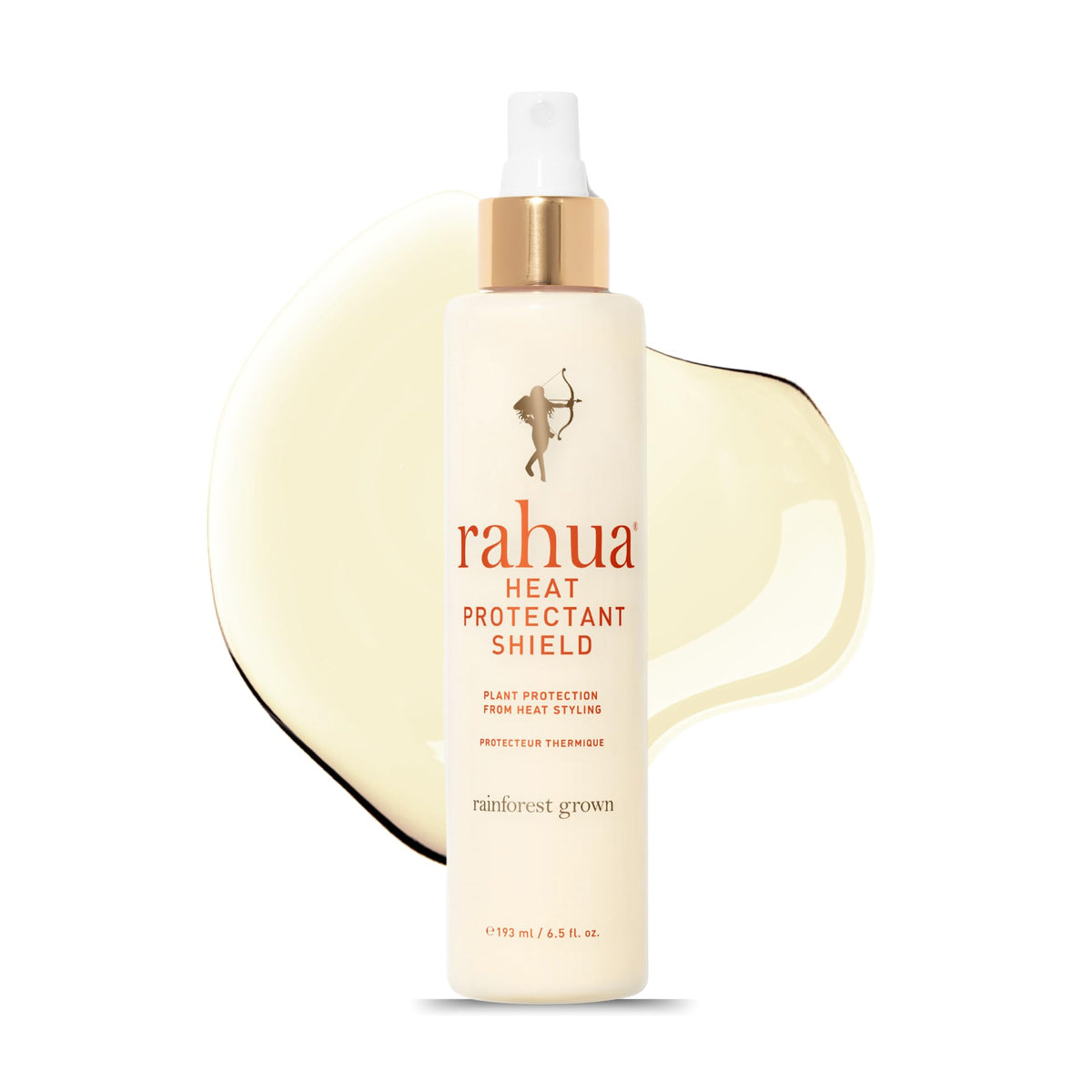Rahua front packaging of Heat Protectant Shield showing spray bottle and branding benefit protect