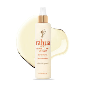 Rahua front packaging of Heat Protectant Shield showing spray bottle and branding benefit protect
