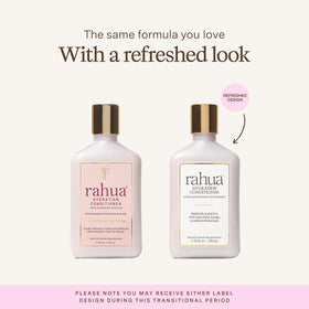 Rahua bottle pump and label detail highlighting clean ingredients