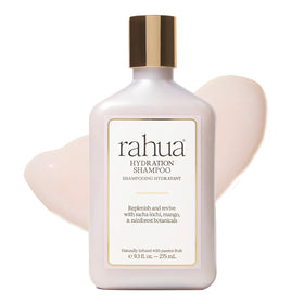 Rahua front packaging showing hydration shampoo and branding benefit