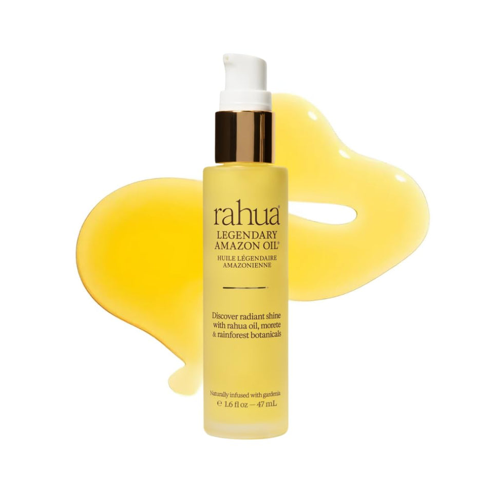 Rahua Legendary Amazon Hair Oil front bottle showing polished design and luxury benefit