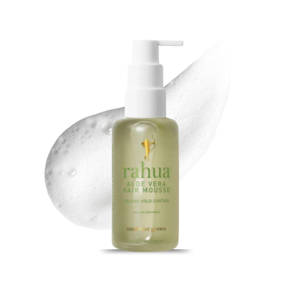 Rahua mousse front bottle showing clean packaging and product benefits
