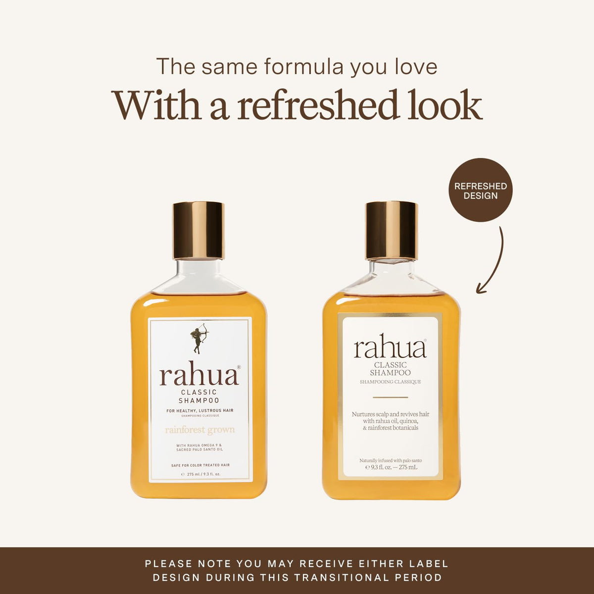 Rahua pump and label close-up highlighting easy dispensing and ingredient transparency