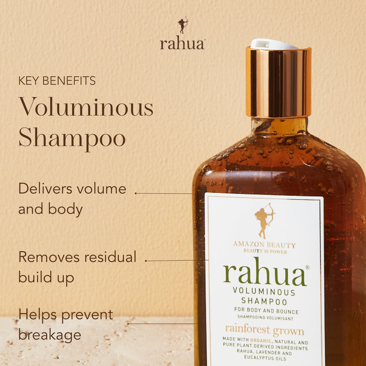 Rahua shampoo texture on palm demonstrating lightweight spreadability