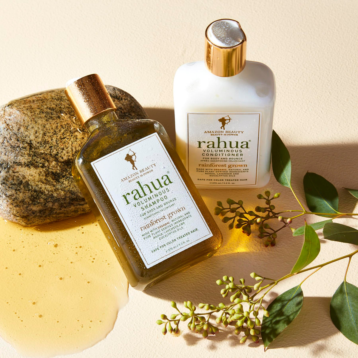 Rahua bottle in a shower scene for spa-like aromatherapy and refreshing cleanse