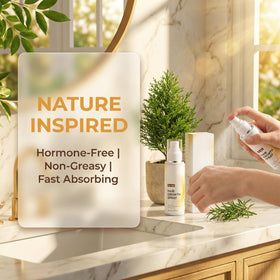 RAIFIN bottle on bathroom vanity indicating easy daily styling use